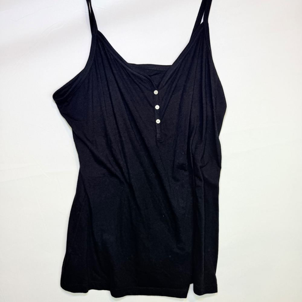 Old‎ Navy Womens Black Henley V-Neck Cami Spaghetti Strap Tank Top Large